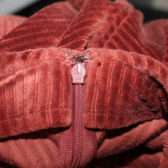 New In Rust Velour Ribbed Pants Small High Rise Stretch - Picture 4 of 8